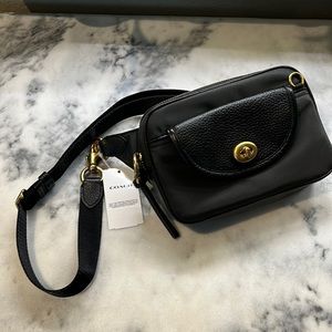 Coach NWT Black Leather & Nylon Bag